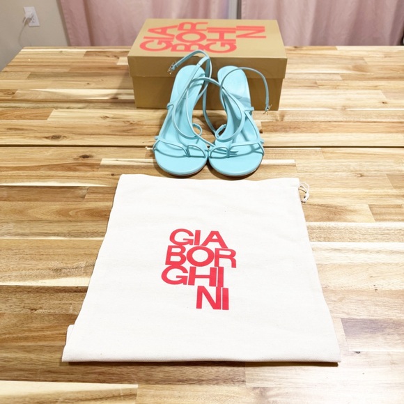 GIA BORGHINI Kora Strappy Heeled Sandal in Turquoise Blue Revolve $710 MSRP 39 - Picture 6 of 13